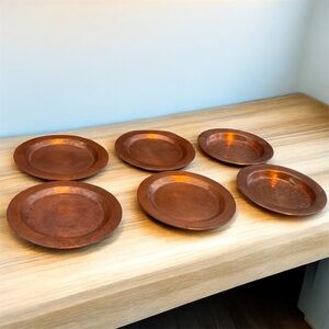 Vintage Hammered Copper Coasters - Set of 6